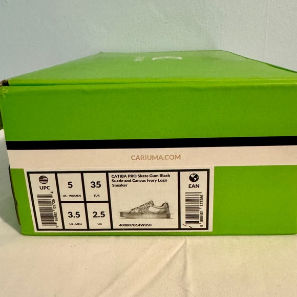 Cariuma Catiba Pro Skate Black Suede & Canvas Ivory Logo Sneakers Size 5 - Picture 5 of 5